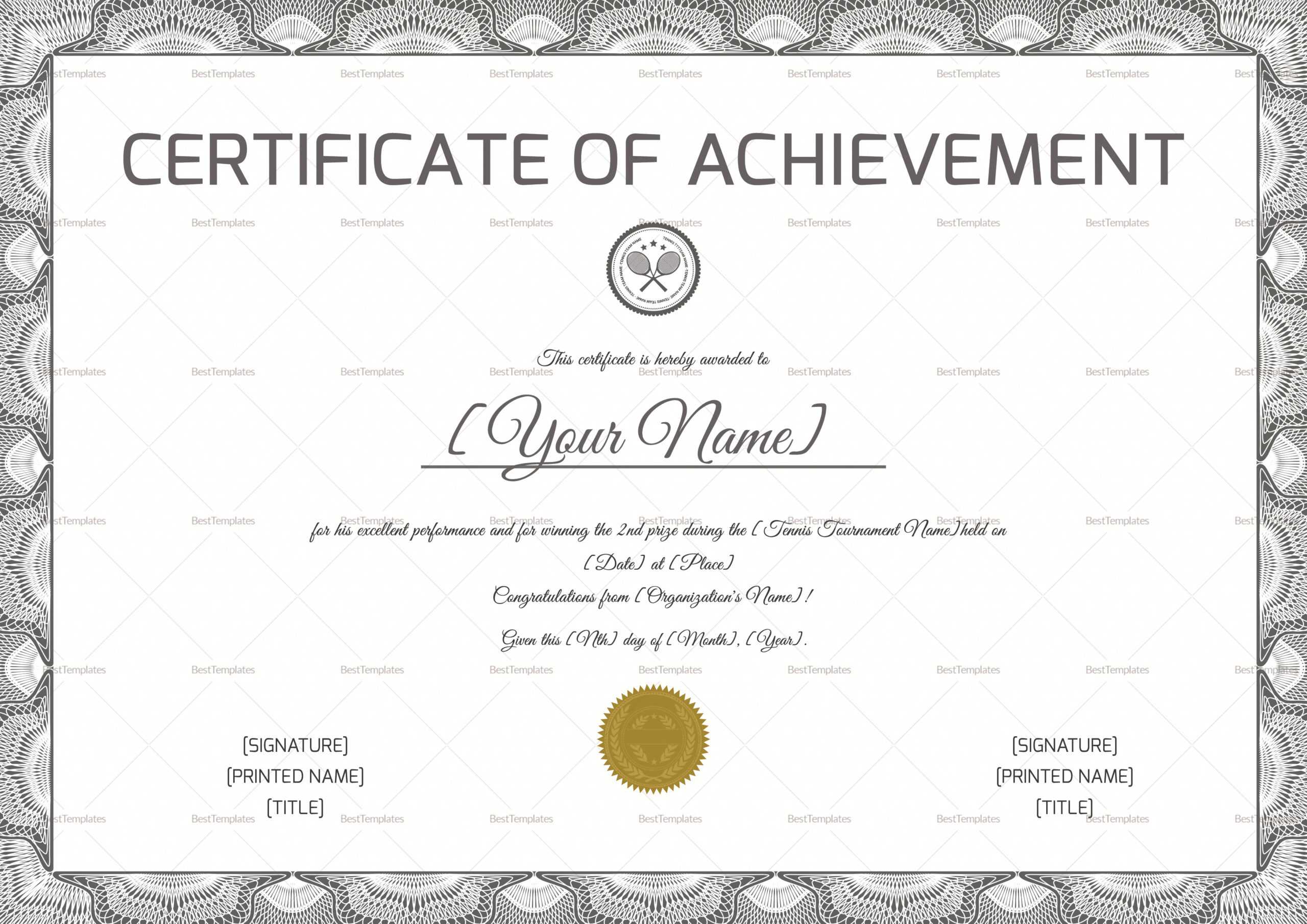 Tennis Achievement Certificate Template Pertaining To Player Of The Day Certificate Template