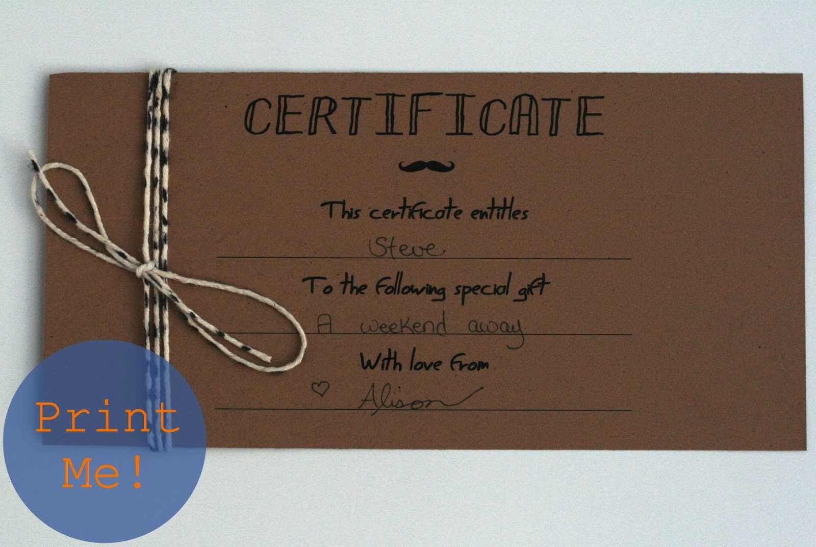 The Petit Cadeau: Printable Gift Certificates For Men! For Homemade Gift Certificate Template