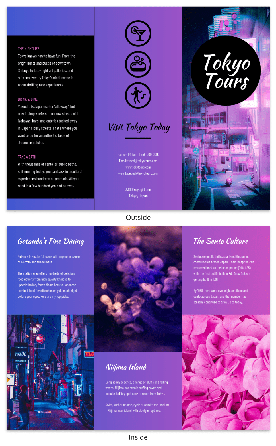 Tokyo Gradient Professional Travel Tri Fold Brochure Template Regarding Island Brochure Template