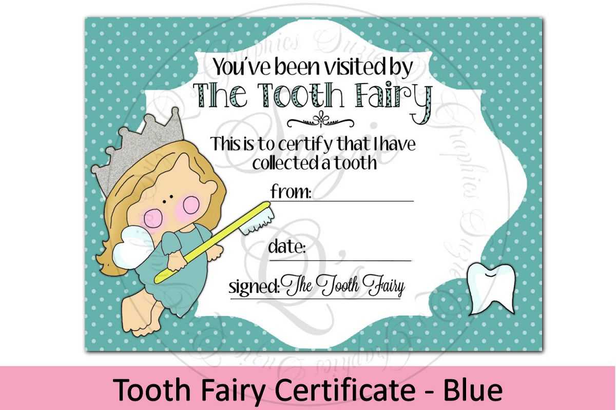 Tooth Fairy Certificate – Blue, 5 X 7 Inches Regarding Tooth Fairy Certificate Template Free