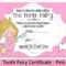 Tooth Fairy Certificate – Pink, 5 X 7 Inches Regarding Free Tooth Fairy Certificate Template