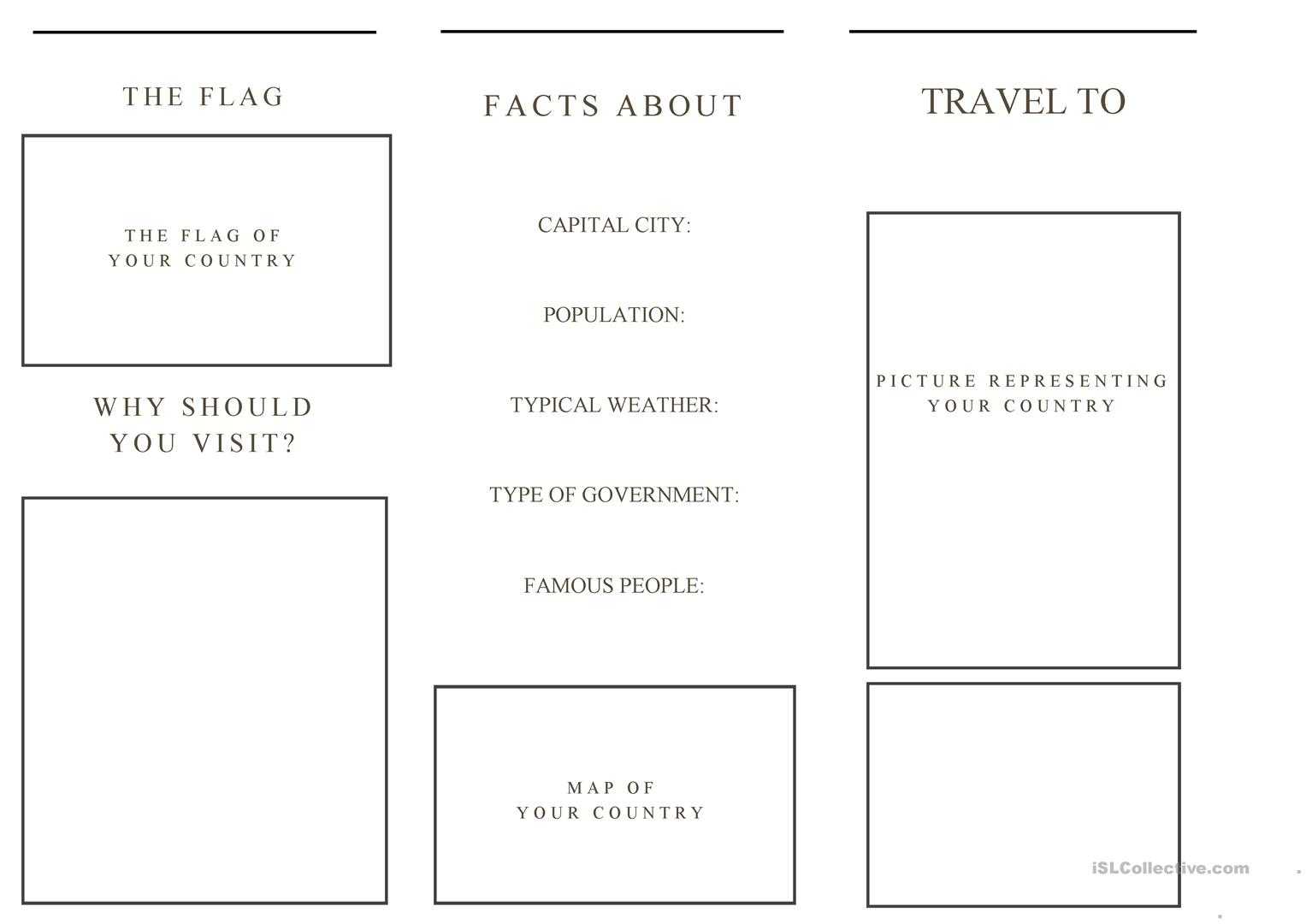 Travel Brochure Template And Example Brochure – English Esl Inside Brochure Templates For School Project