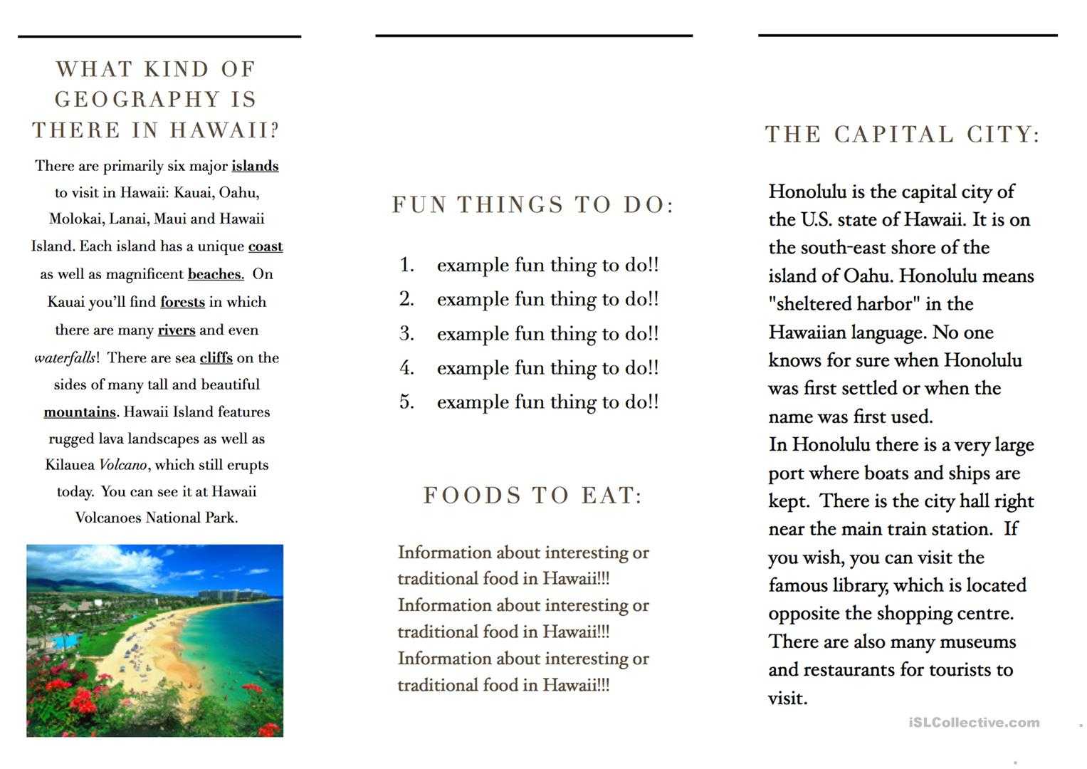 Travel Brochure Template And Example Brochure – English Esl Intended For Travel Brochure Template For Students