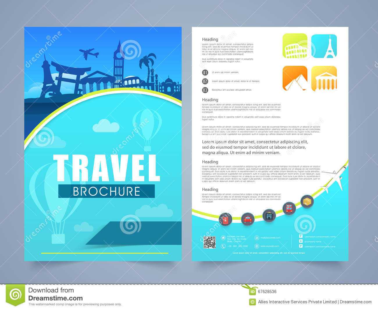 Travel Brochure, Template Or Flyer Design. Stock With Regard To Travel Brochure Template For Students