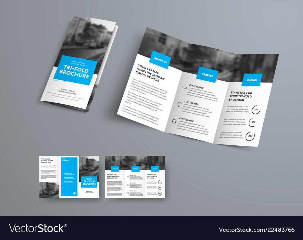 Tri Fold Brochure Template With Blue Rectangular With Regard To Brochure Folding Templates