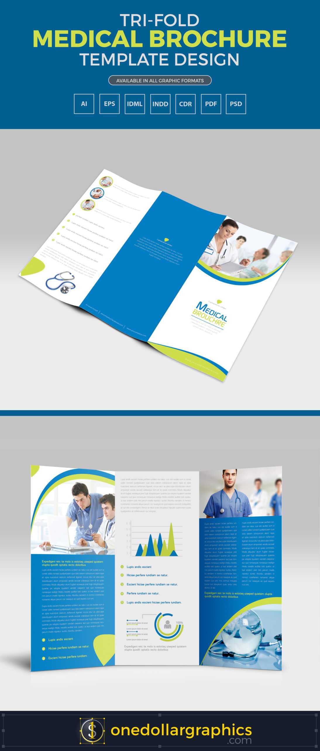 Tri Fold Medical Brochure Template Design In Ai, Eps, Pdf For Tri Fold Brochure Template Indesign Free Download