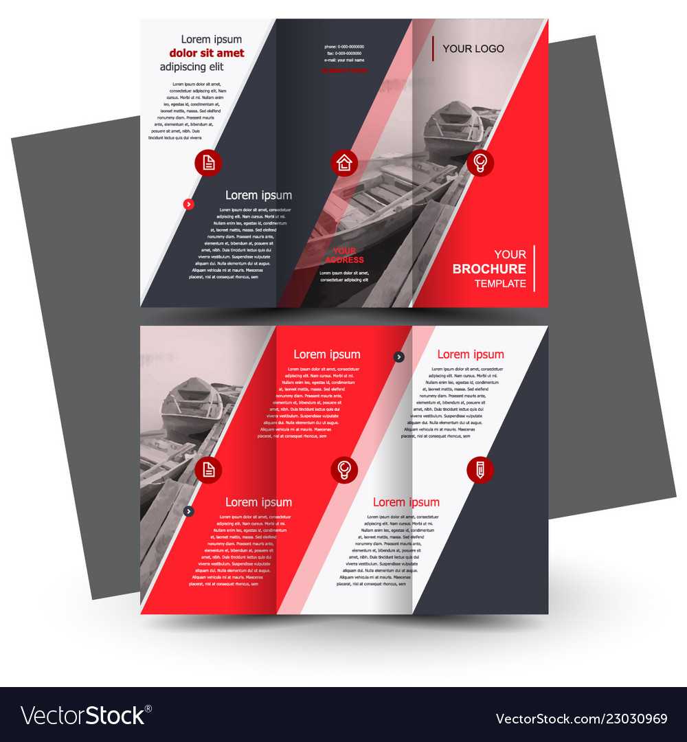 Tri Fold Red Brochure Design Template Regarding Adobe Illustrator Tri Fold Brochure Template