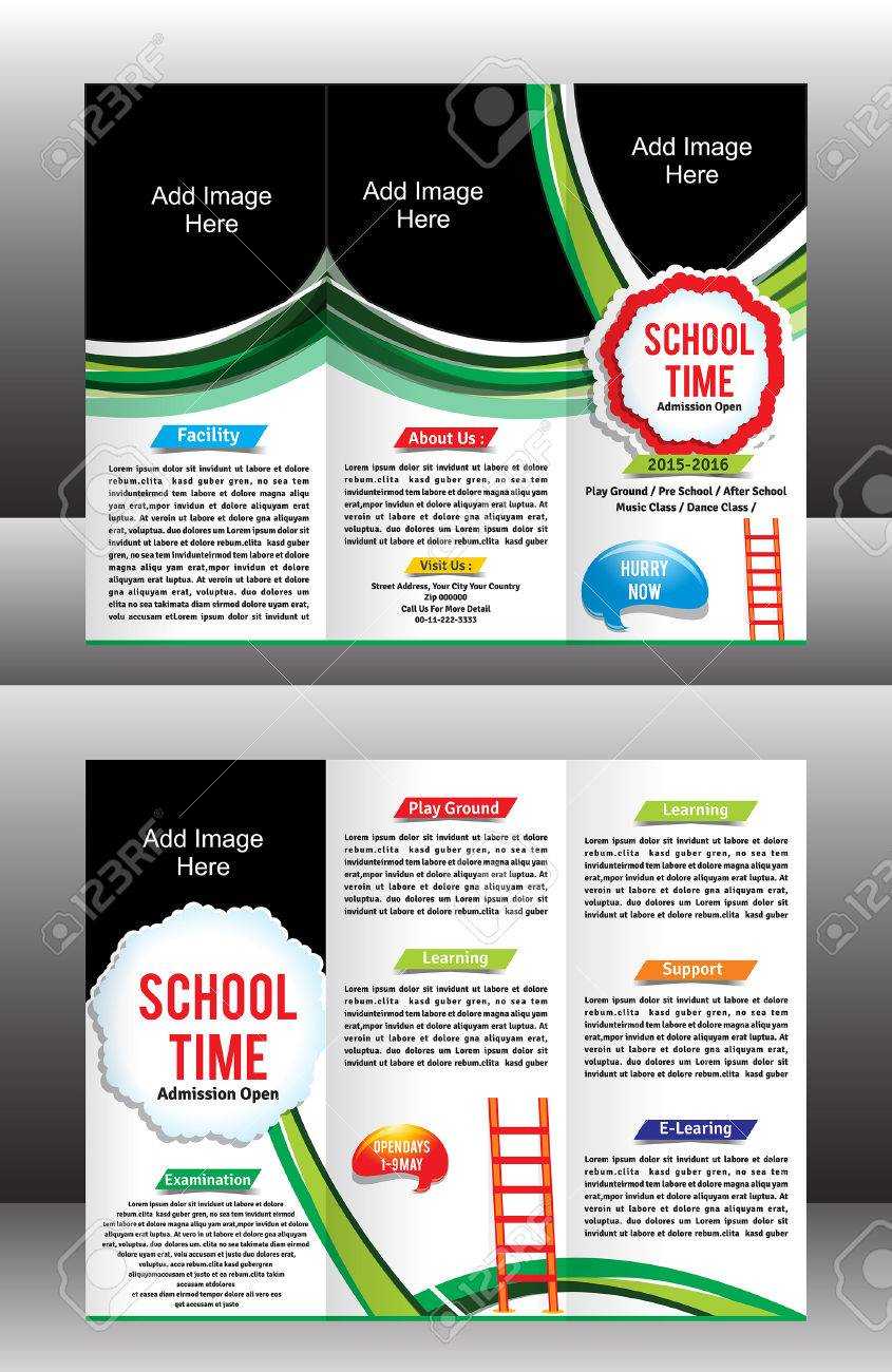 Tri Fold School Brochure Template Vector Illustration In Tri Fold School Brochure Template