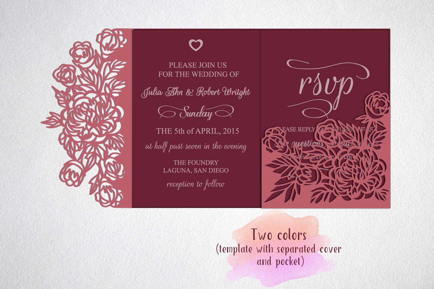 Tri Fold Wedding Invitation Card Template Laser Cut Sxg Dxf For Three Fold Card Template