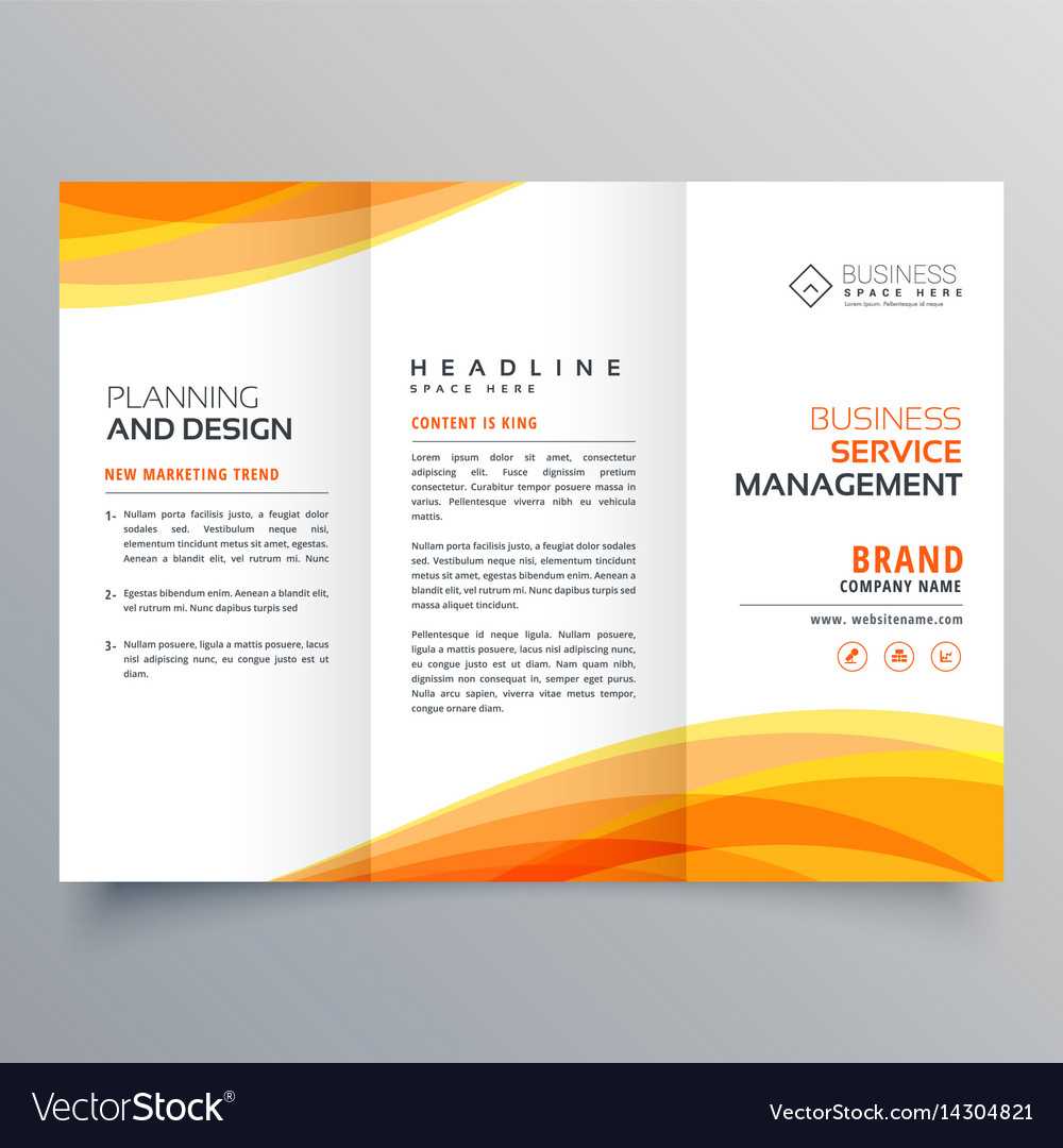 Trifold Brochure Template With Orange Wave Shapes In Brochure Templates Adobe Illustrator