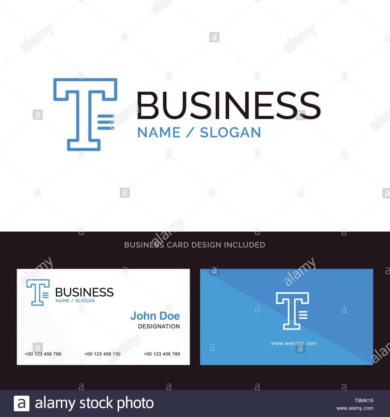 Type, Text, Write, Word Blue Business Logo And Business Card Regarding Front And Back Business Card Template Word