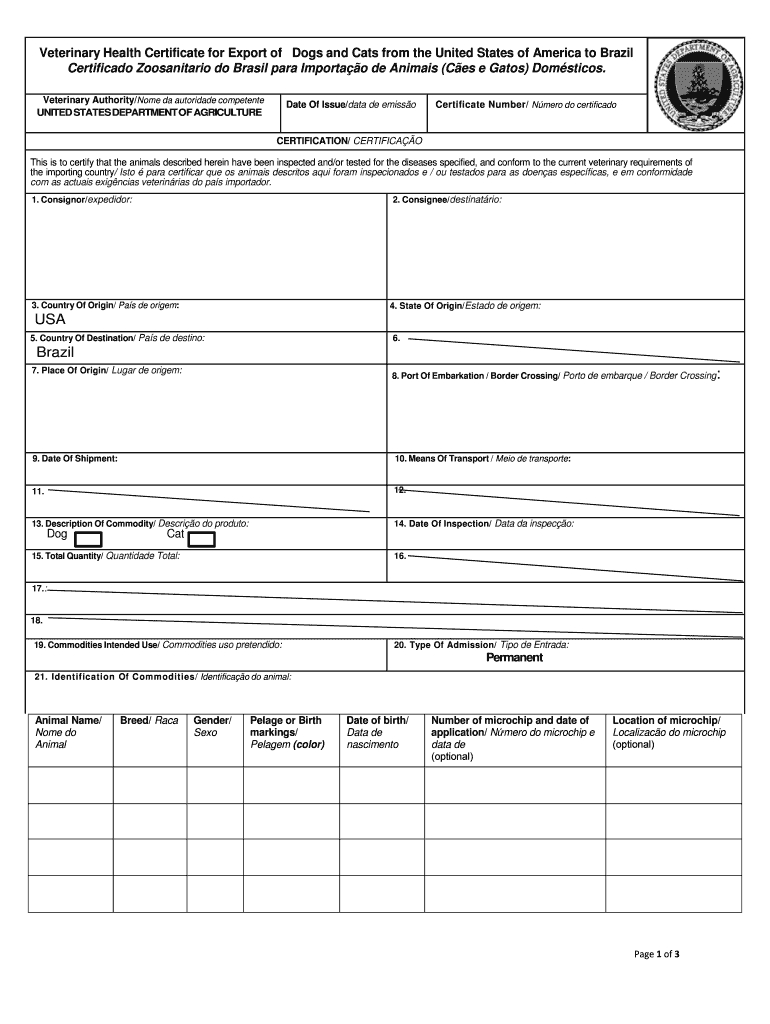 United Airline Dog Health Certificate Print Out – Fill Within Veterinary Health Certificate Template