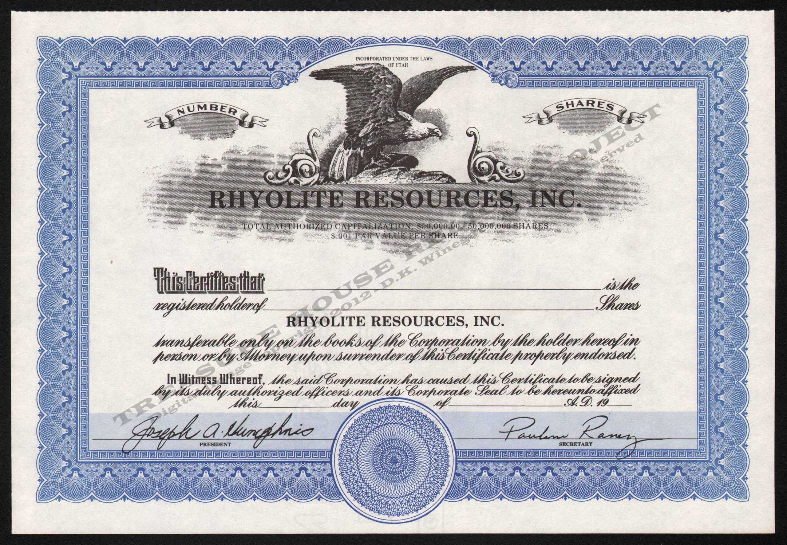 Utah Mining Stocks – Q – R With Corporate Bond Certificate Template