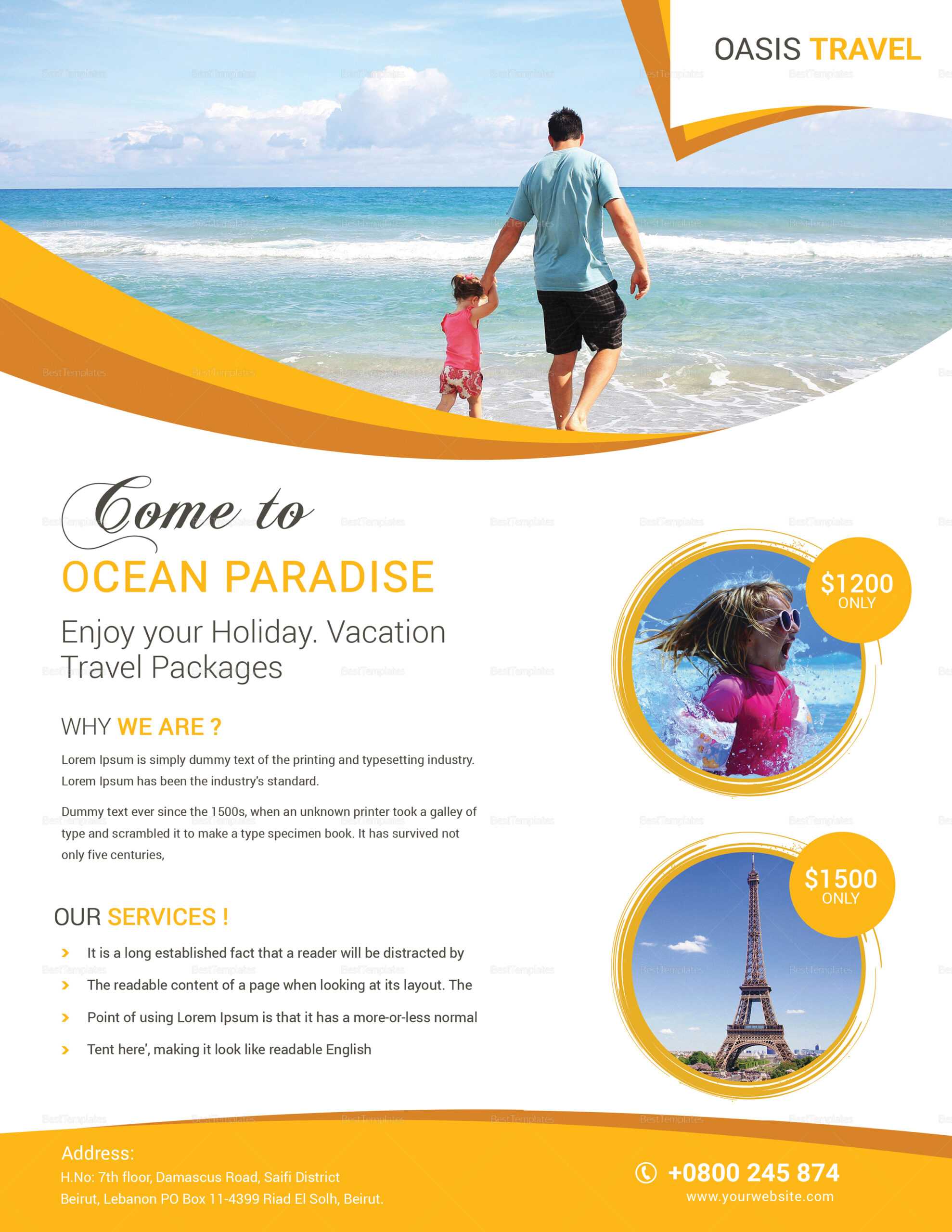 Vacation Travel Flyer Template With Regard To Island Brochure Template