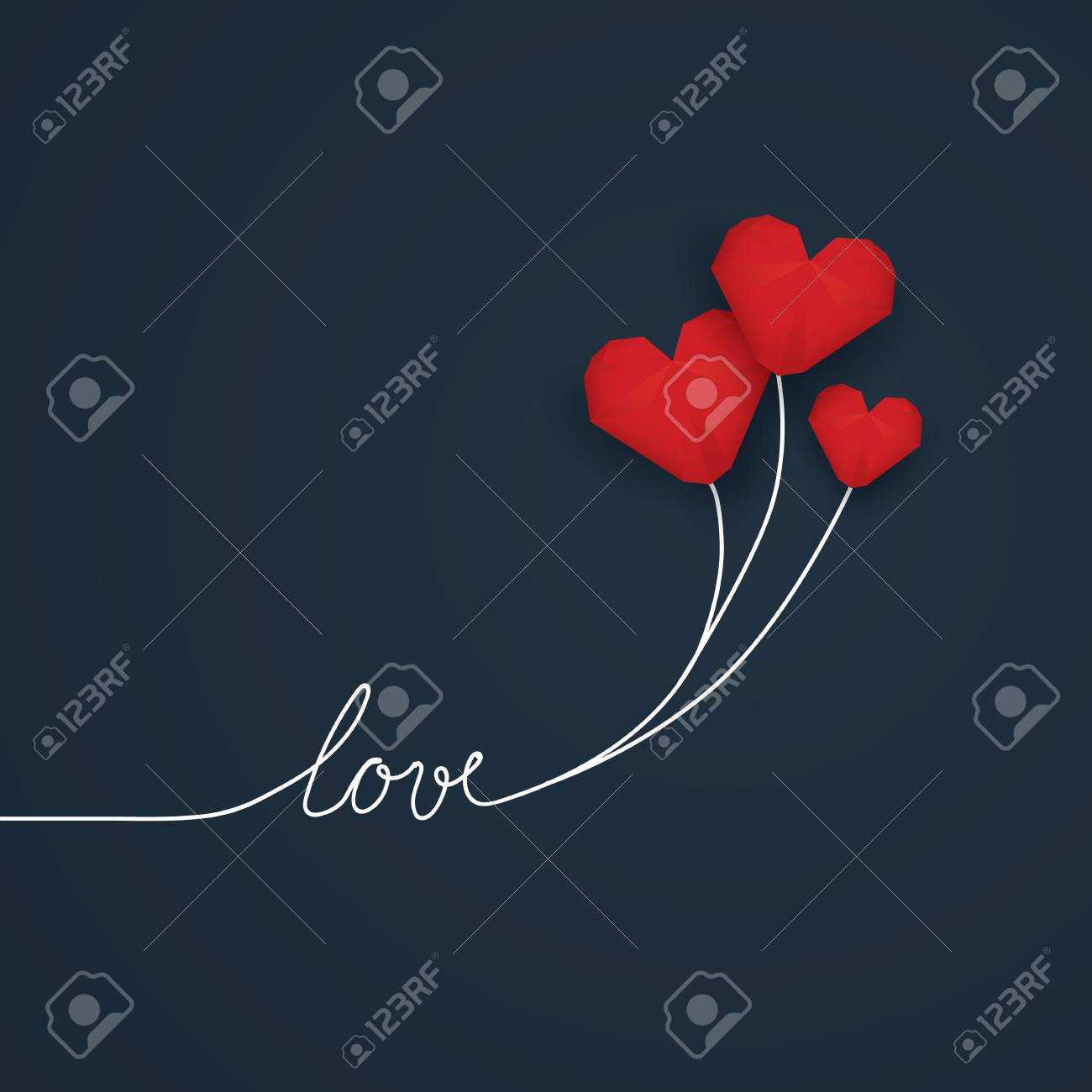 Valentine Card Template With Handwritten Word Love And Red Low.. In Valentine Card Template Word