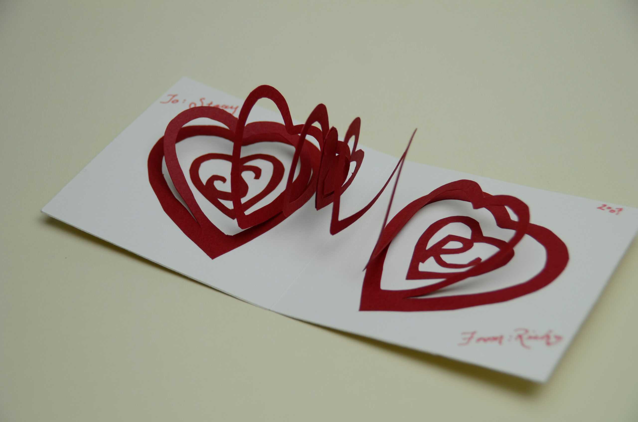 Valentine's Day Pop Up Card: Spiral Heart Tutorial With 3D Heart Pop Up Card Template Pdf