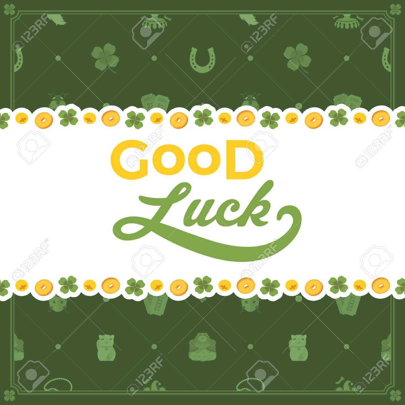 Vector Decorating Design Made Of Lucky Charms, And The Words.. In Good Luck Card Templates