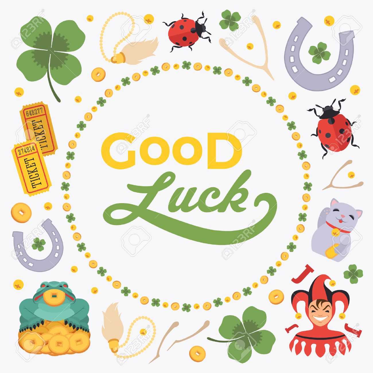Vector Decorating Design Made Of Lucky Charms, And The Words.. Regarding Good Luck Card Templates