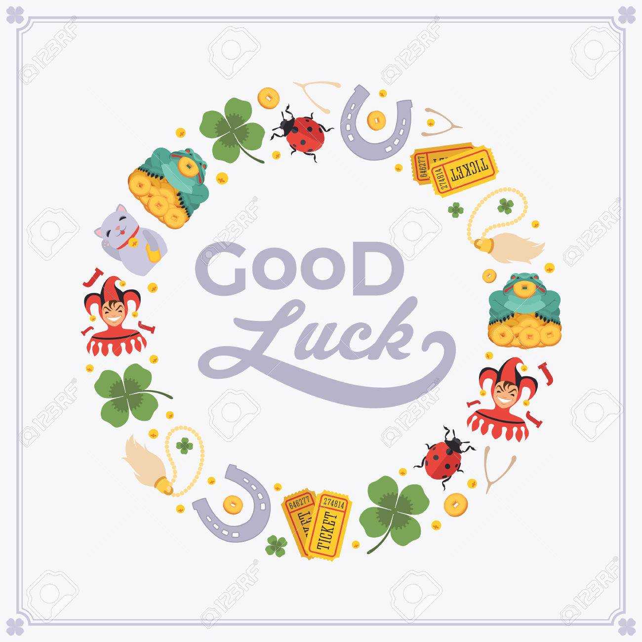 Vector Decorating Design Made Of Lucky Charms, And The Words.. Within Good Luck Card Template