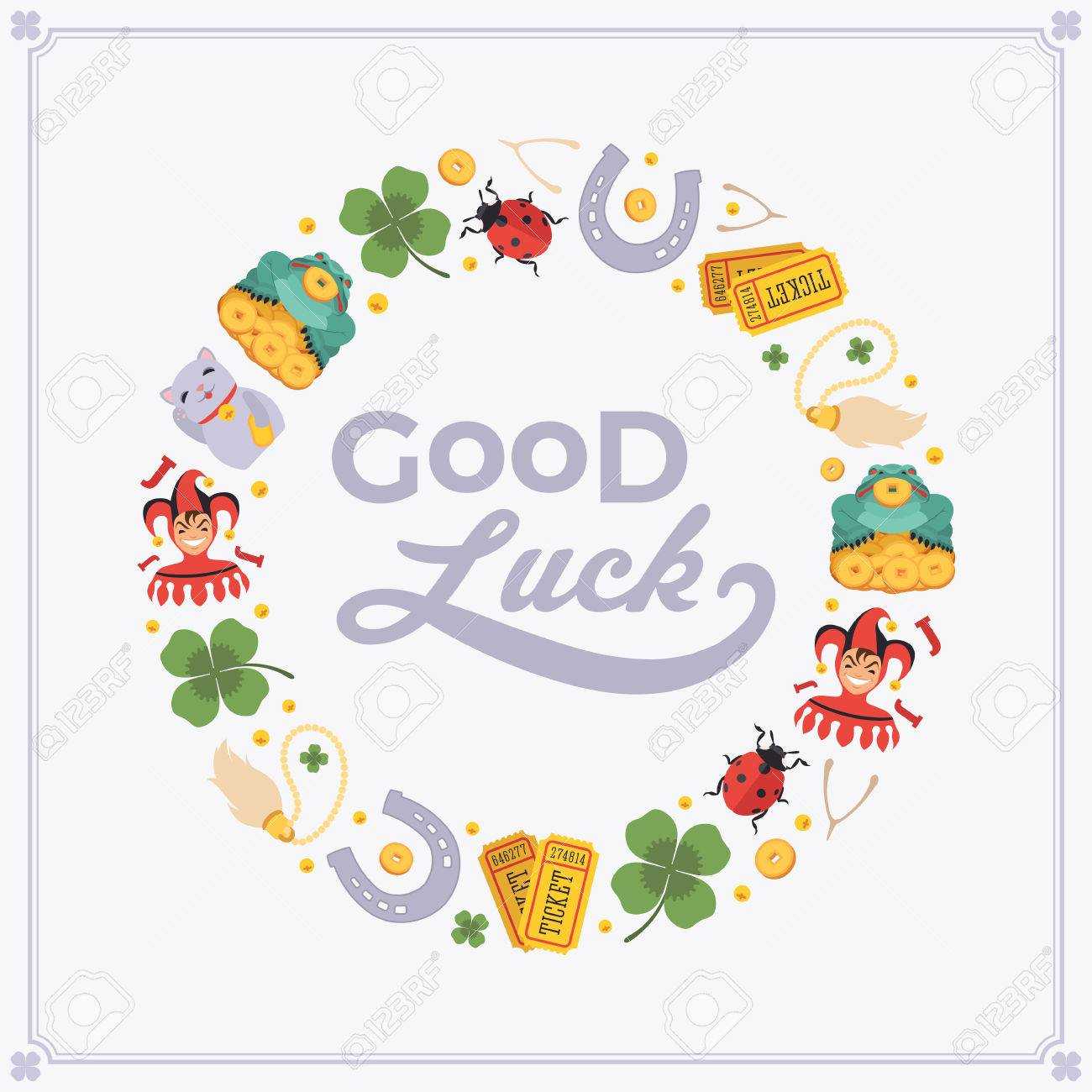 Vector Decorating Design Made Of Lucky Charms, And The Words.. Within Good Luck Card Templates