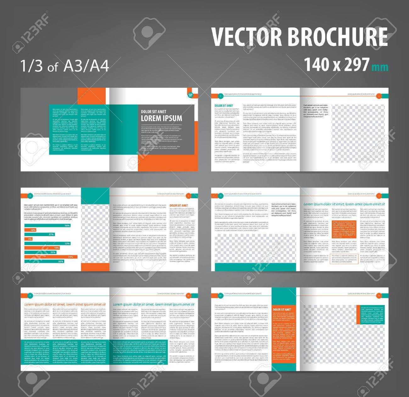 Vector Empty Bi Fold Brochure Print Template Design, Bifold Bright.. With 12 Page Brochure Template