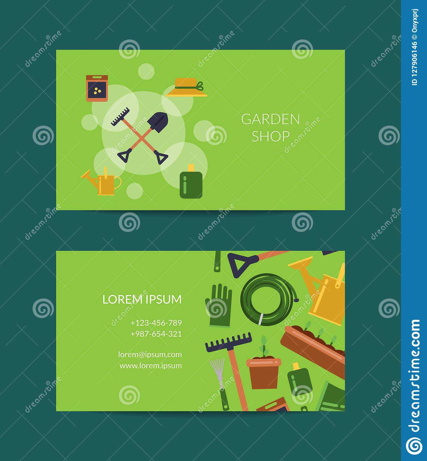 Vector Flat Gardening Icons Business Card Stock Vector In Gardening Business Cards Templates