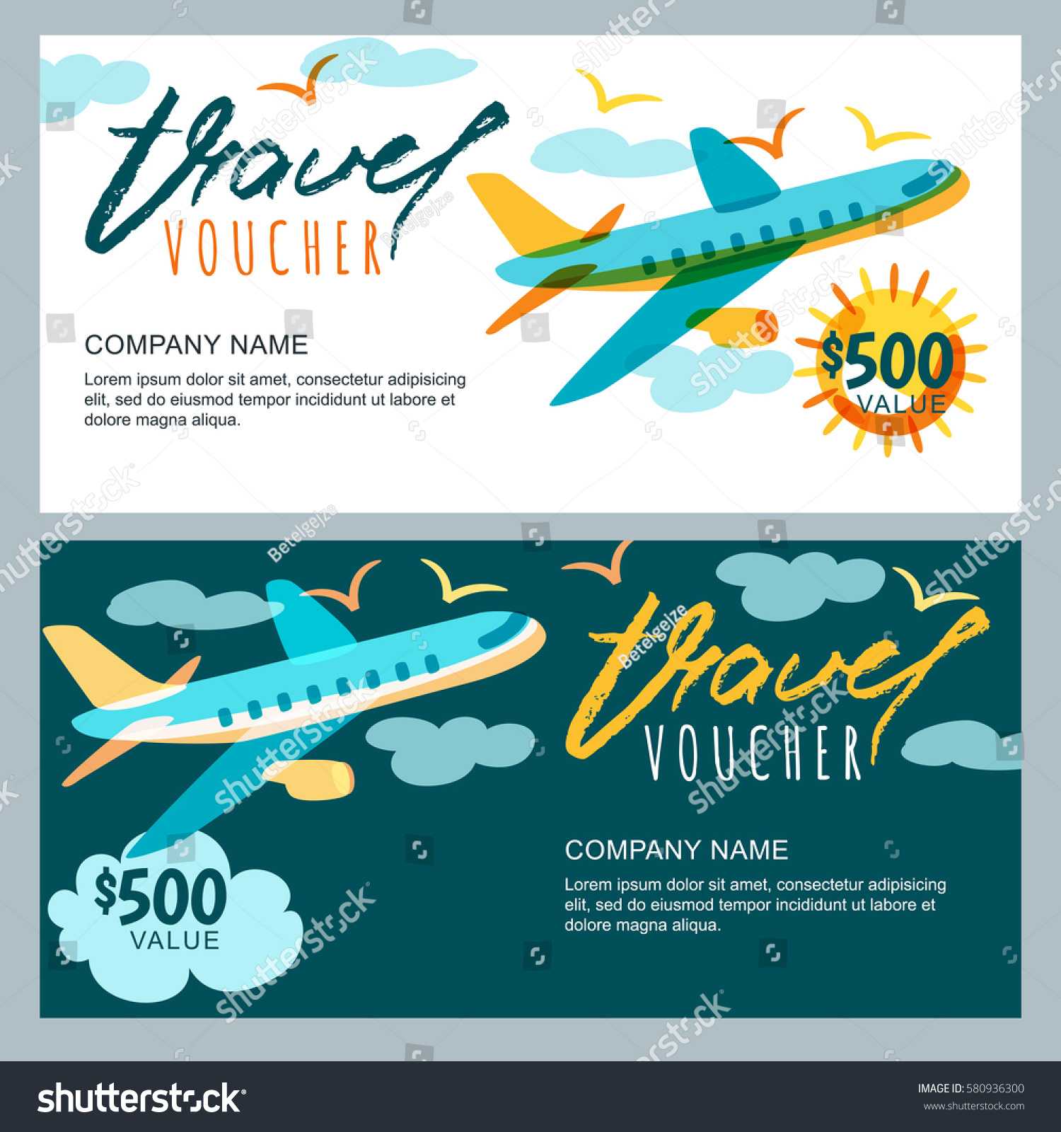 Vector Gift Travel Voucher Template Multicolor Stock Vector For Free Travel Gift Certificate Template