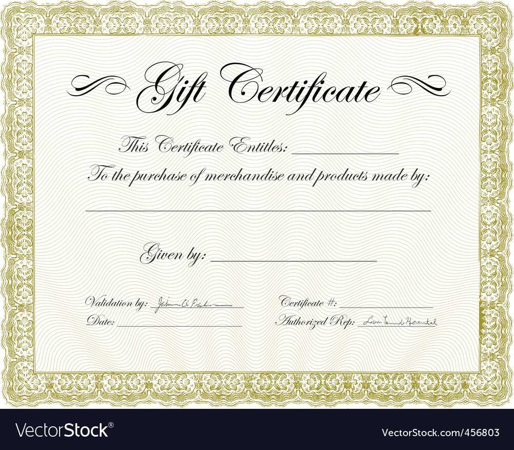 Vector Gold Gift Certificate Template Intended For Validation Certificate Template