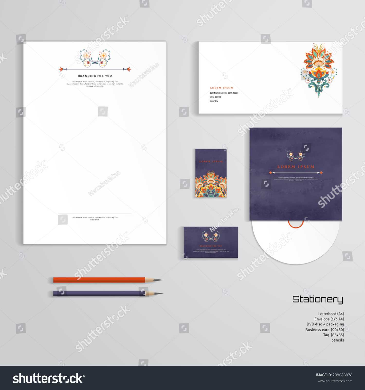 Vector Identity Templates Letterhead Envelope Business In Business Card Letterhead Envelope Template