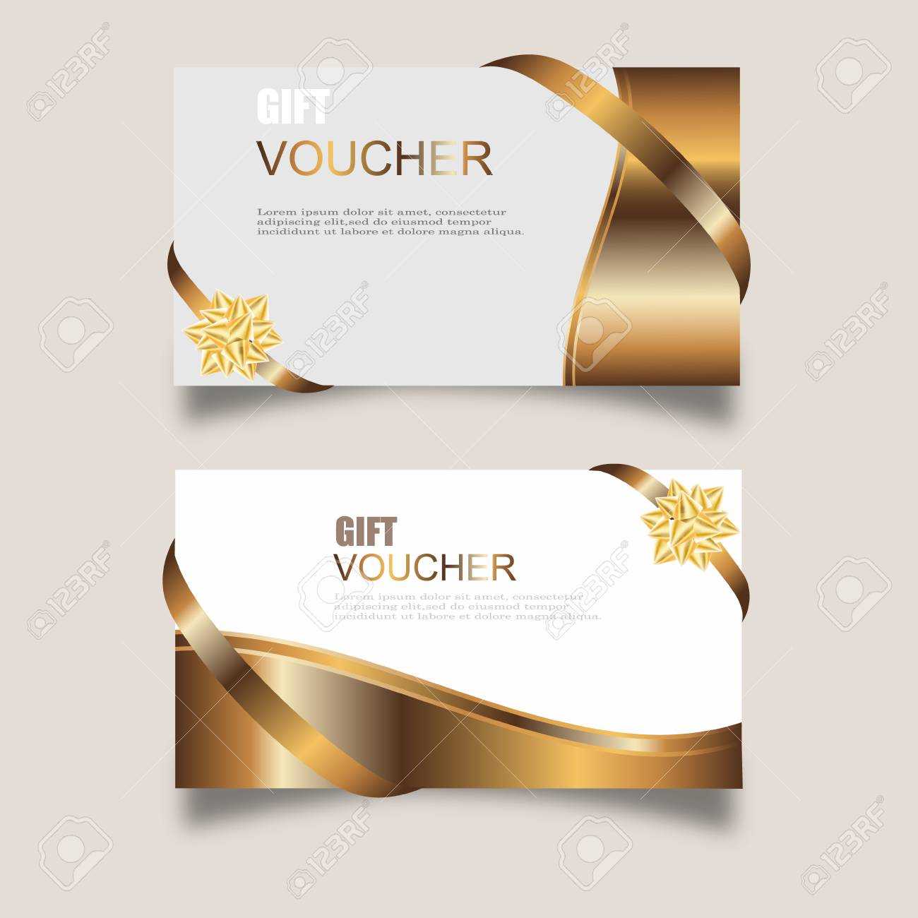 Vector Set Of Luxury Gift Vouchers With Ribbons And Gift Box In Automotive Gift Certificate Template