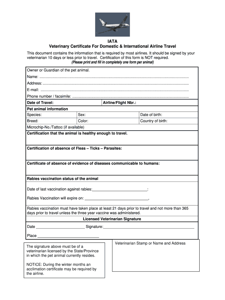 Veterinary Certificate – Fill Online, Printable, Fillable For Veterinary Health Certificate Template