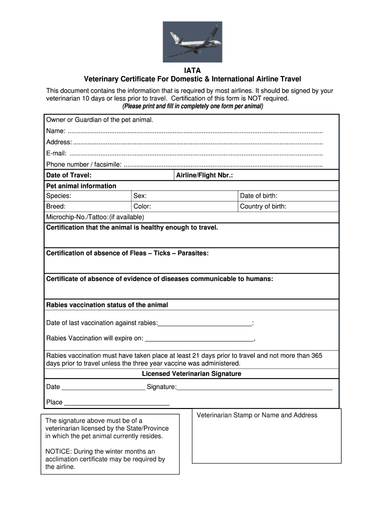 Veterinary Certificate – Fill Online, Printable, Fillable With Rabies Vaccine Certificate Template