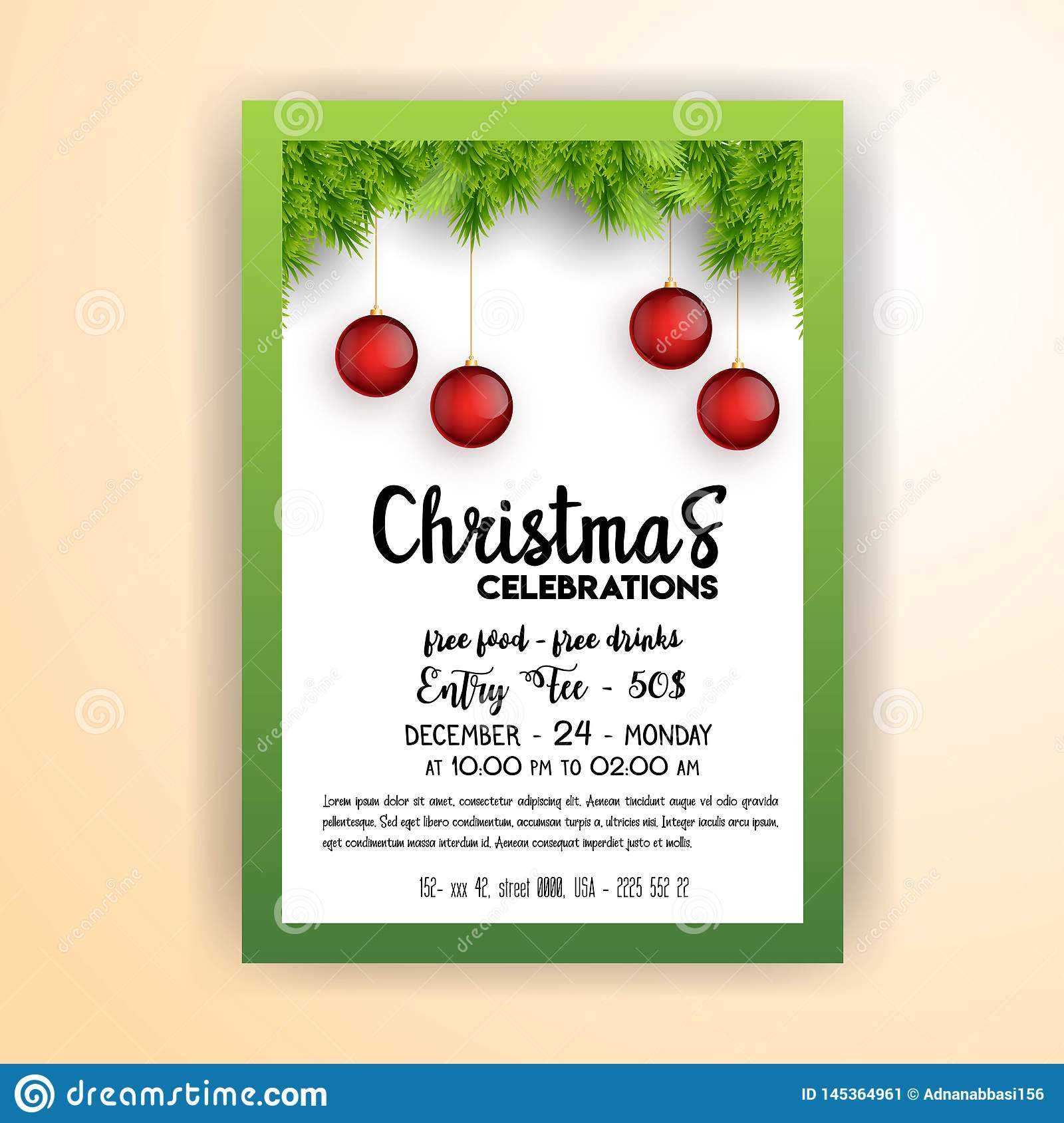 Vintage Christmas Party Flyer Template Stock Vector Pertaining To Christmas Brochure Templates Free