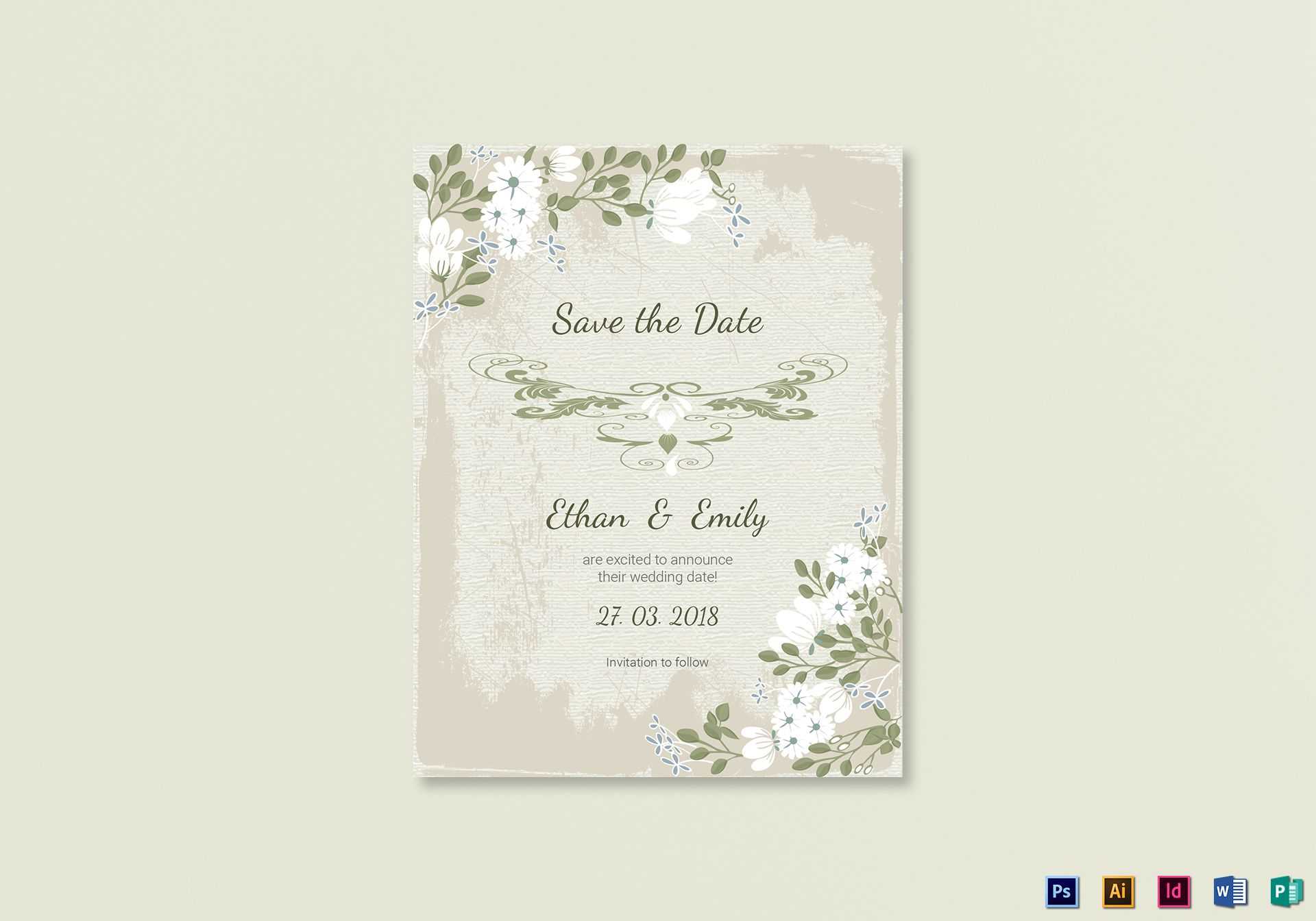 Vintage Save The Date Card Template With Save The Date Cards Templates