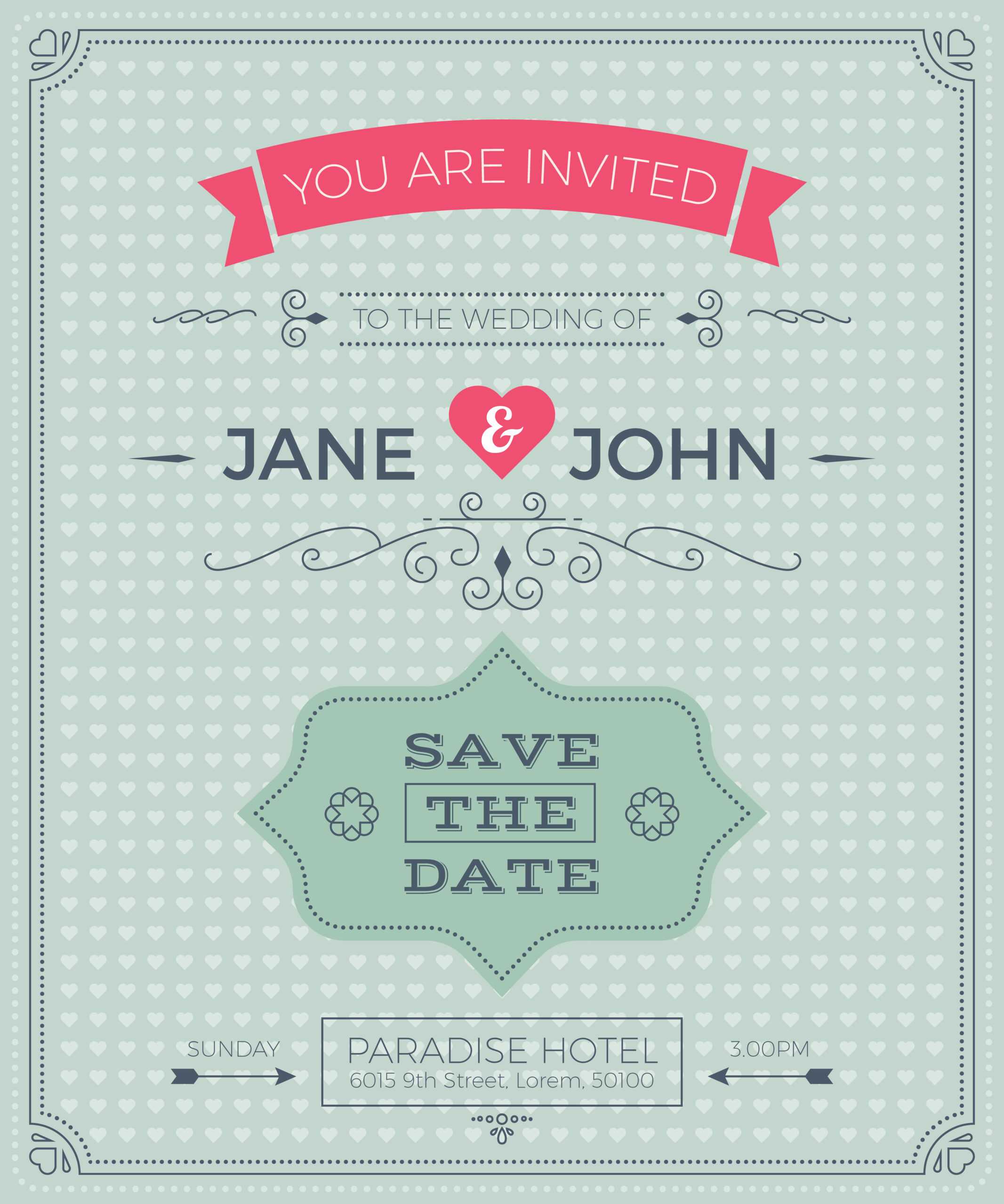 Vintage Wedding Invitation Card Template – Download Free For Ss Card Template