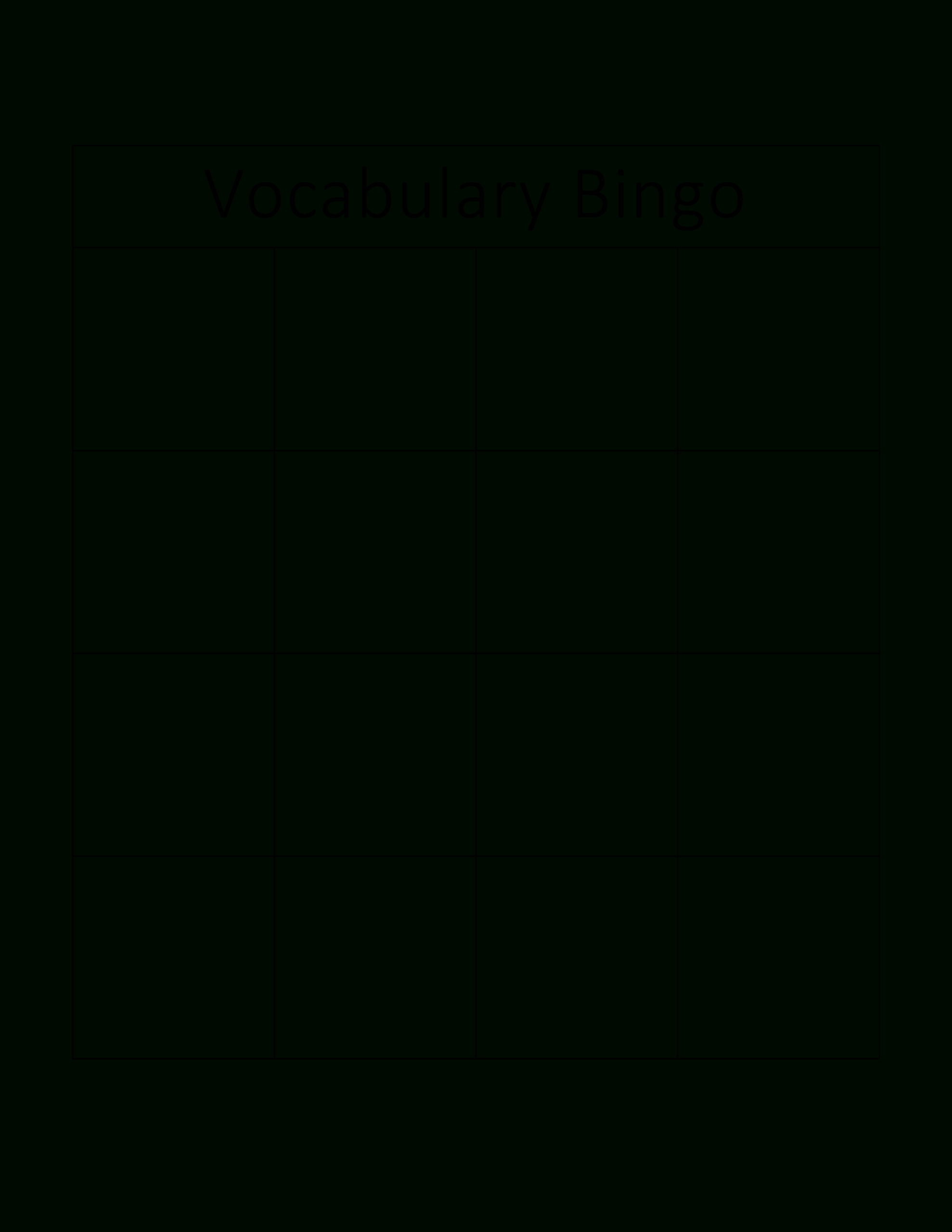 Vocabulary Bingo Card | Templates At Allbusinesstemplates For Bingo Card Template Word