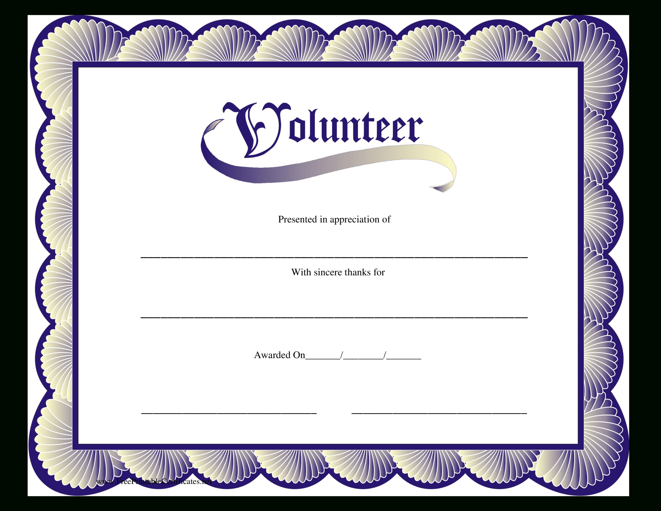 Volunteer Certificate | Templates At Allbusinesstemplates Within Volunteer Certificate Template