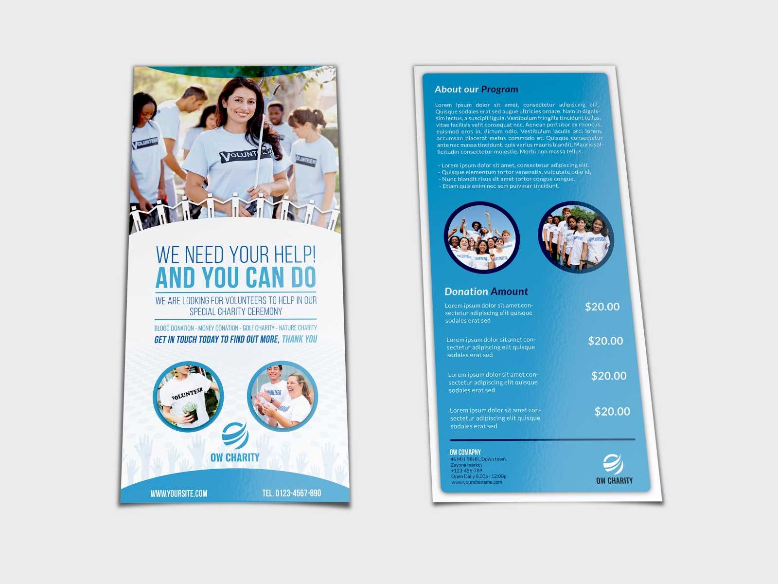 Volunteer Flyer Template Dl Sizeowpictures On Dribbble Inside Volunteer Brochure Template