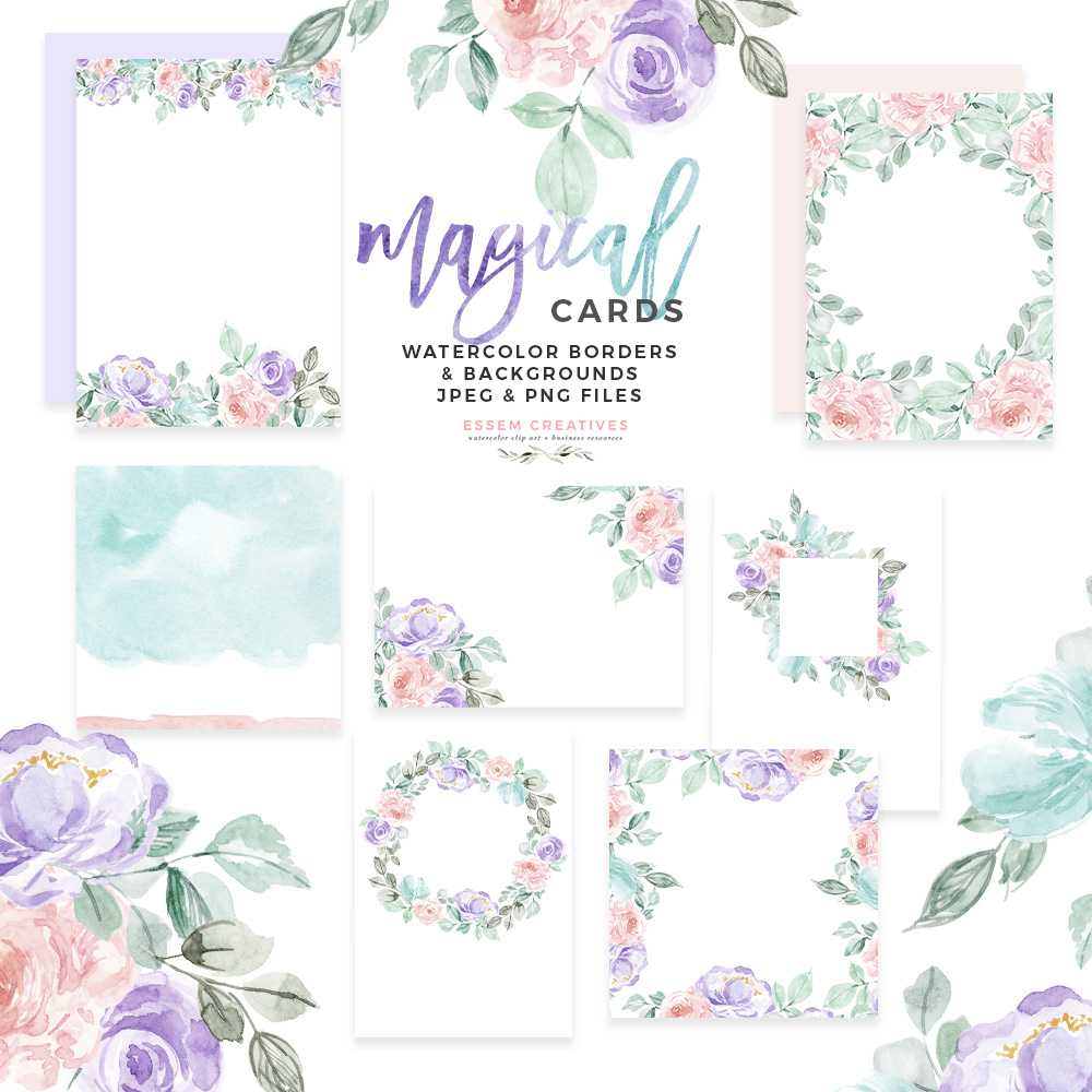 Watercolor Floral Card Border Png Background, Vintage Purple Pink Table  Number Wedding Invitation Signs Intended For Table Number Cards Template