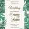 Wedding Event Invitation Card Template. Exotic Tropical Jungle.. Within Event Invitation Card Template