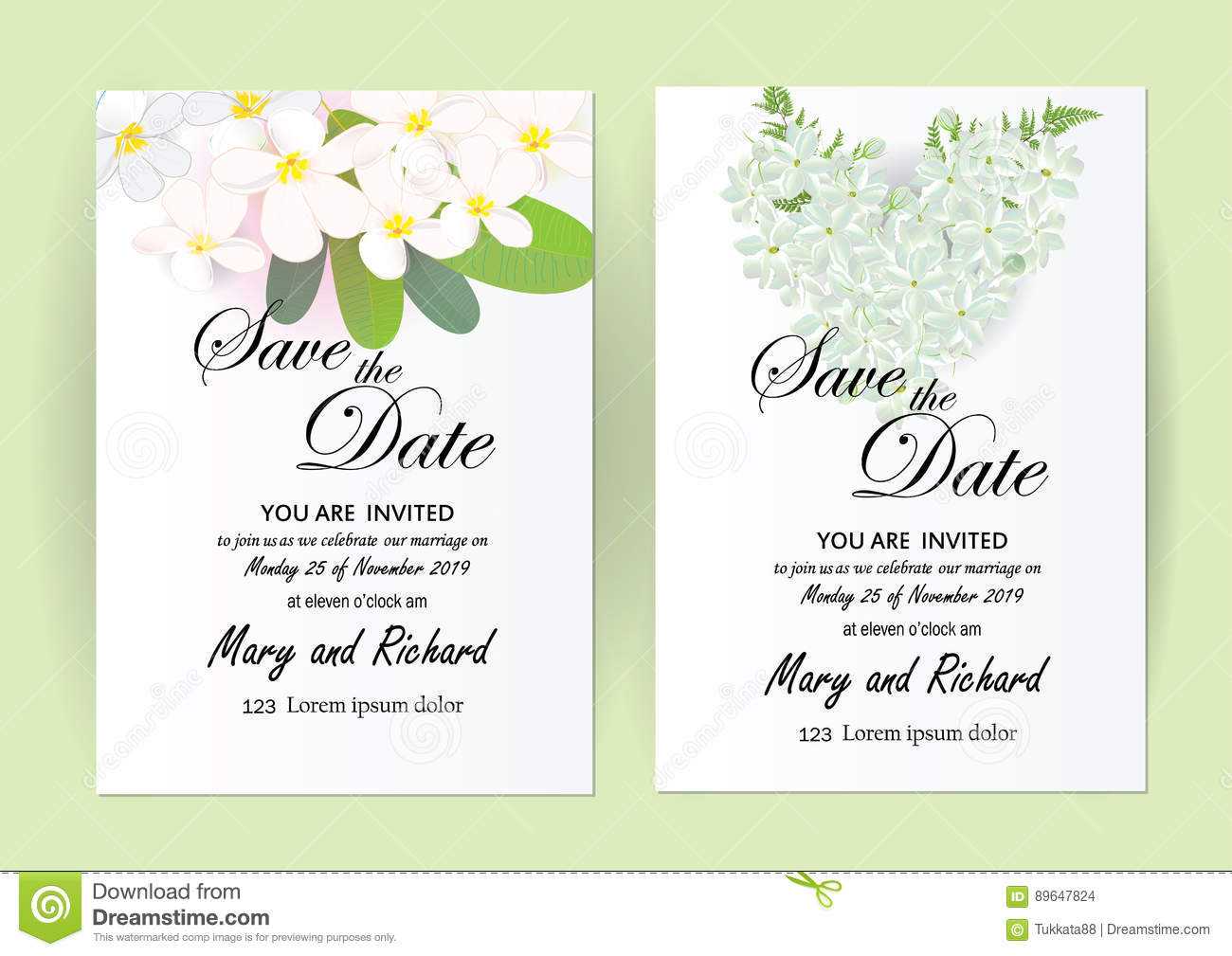 Wedding Invitation Card Flowers,jasmine Stock Vector With Regard To Wedding Card Size Template