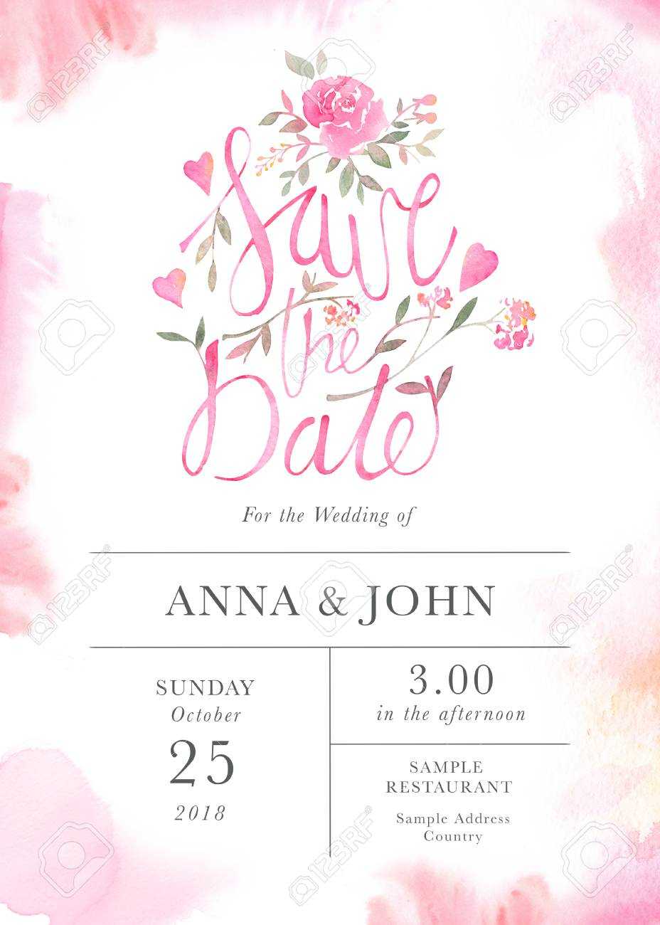 Wedding Invitation Card Template With Watercolor Rose Flowers With Sample Wedding Invitation Cards Templates