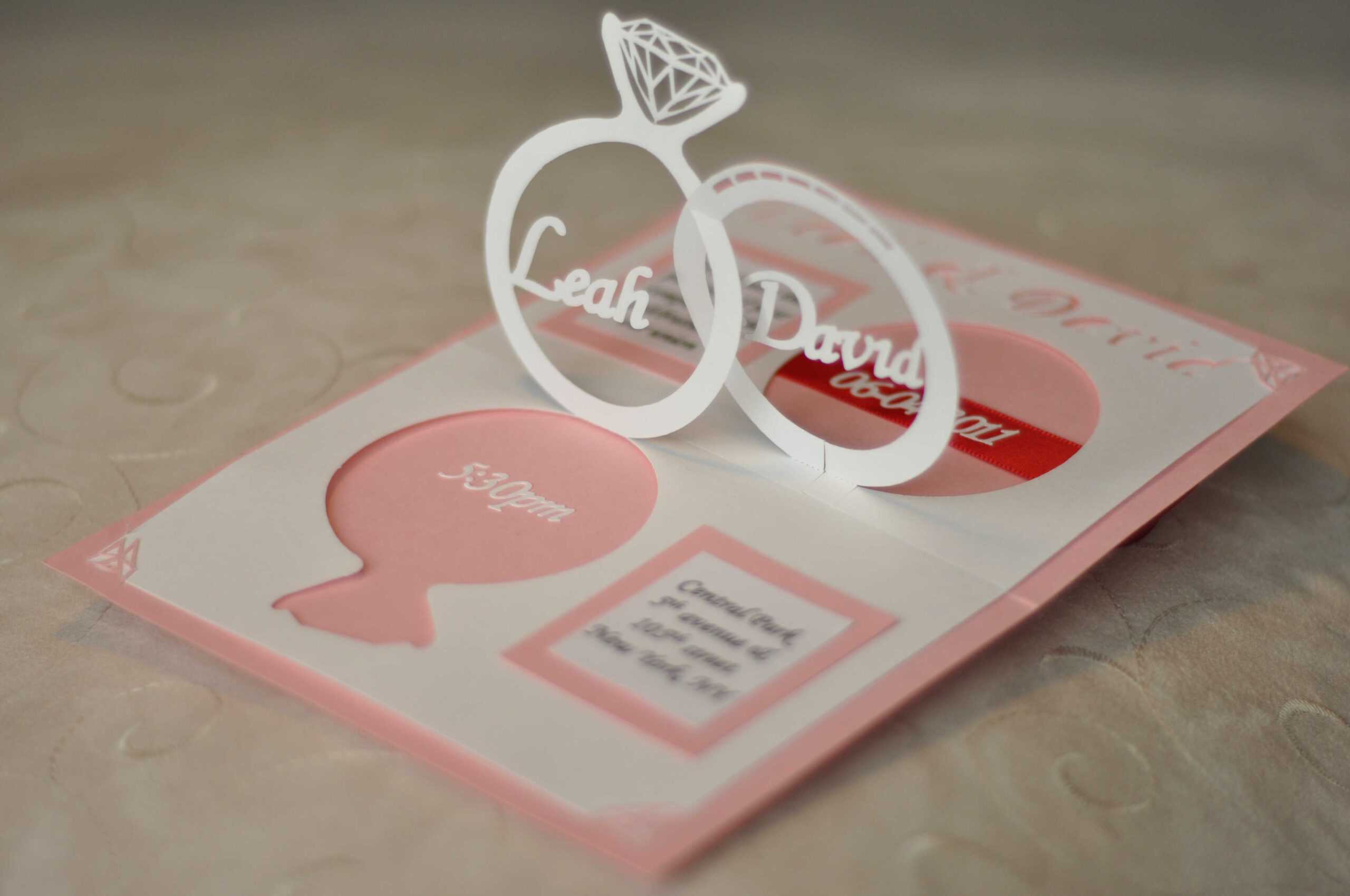 Wedding Invitation Linked Rings Pop Up Card Template Regarding Wedding Pop Up Card Template Free