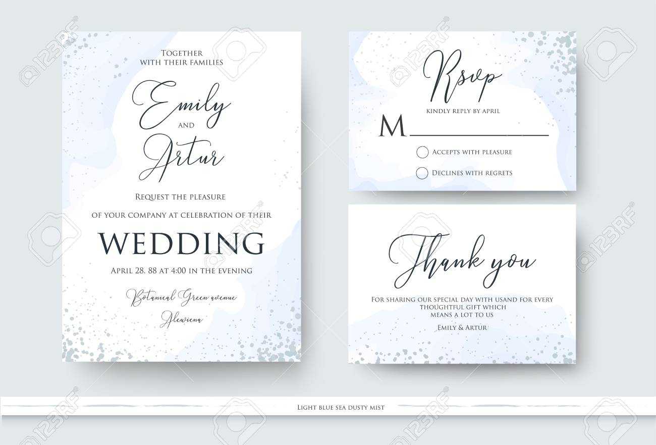 Wedding Invite, Thank You, Rsvp Card Design Set With Abstract.. For Free Printable Wedding Rsvp Card Templates