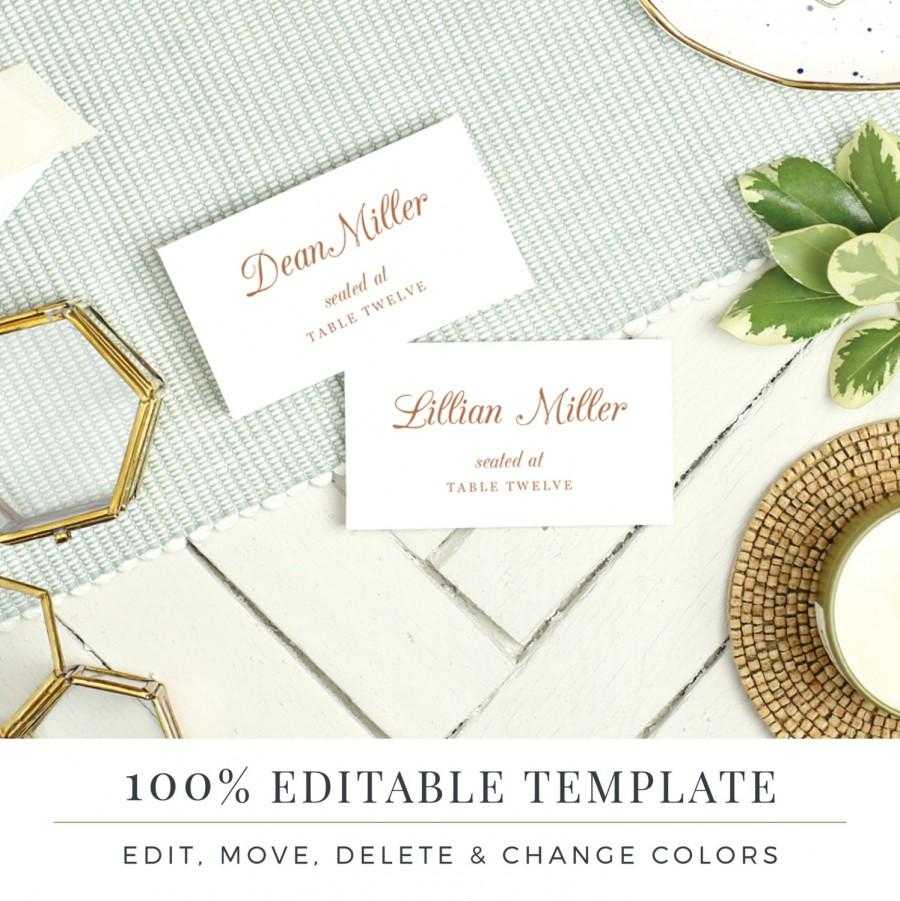 Wedding Place Card Template, Printable Escort Cards, Pretty Throughout Printable Escort Cards Template