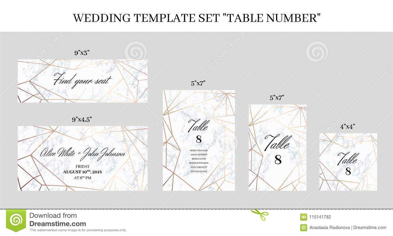 Wedding Template Set Table Number Cards Stock Vector In Table Number Cards Template