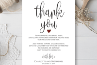 Wedding Thank You Note, Printable Thank You Card Template regarding Template For Wedding Thank You Cards