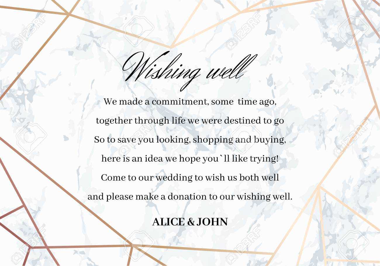 Wedding Well Wishes Card Template. Geometric Design In Rose Gold.. With Regard To Donation Cards Template