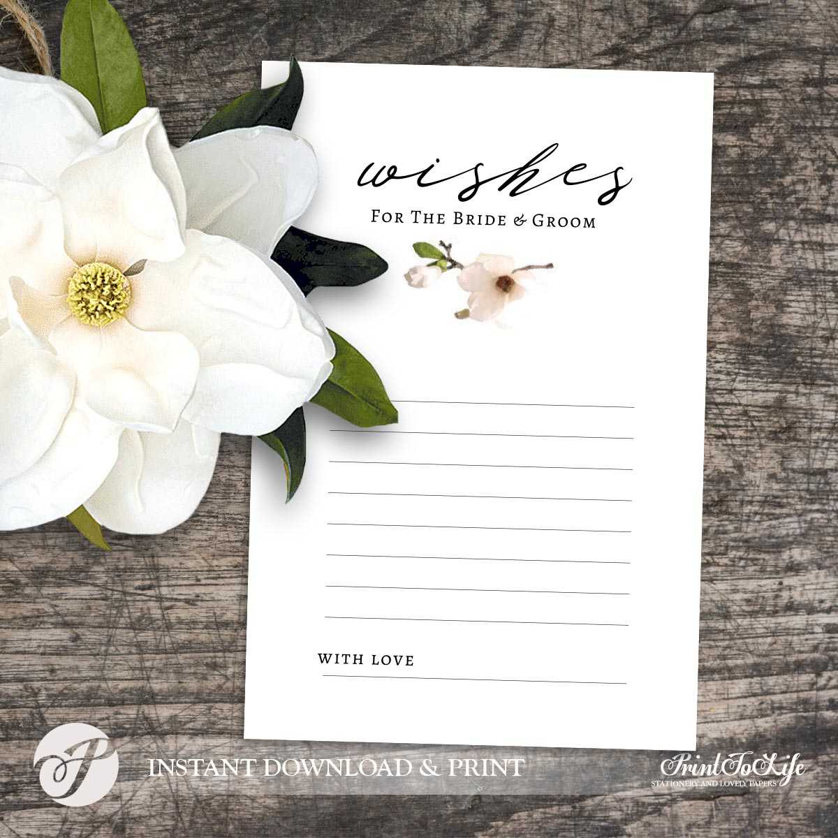 Wedding Wishes Card, Wishes For The Bride And Groom, #magnolia Collection In Marriage Advice Cards Templates