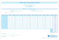 Weekly Timesheet Template | Free Excel Timesheets | Clicktime for Weekly Time Card Template Free